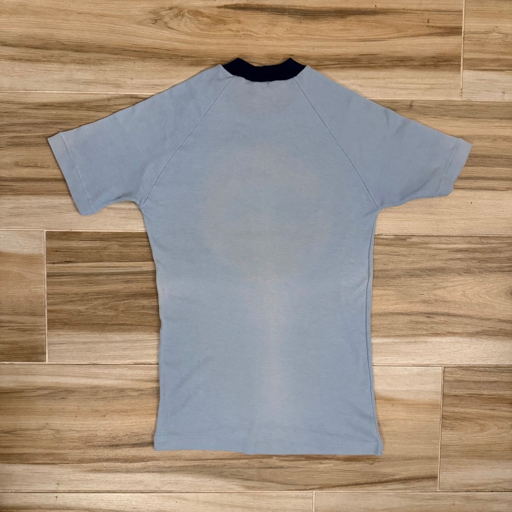 Vintage Mt Cook New Zealand Ringer T-Shirt Light Blue Raglan Single Stitch Small - Picture 3 of 7